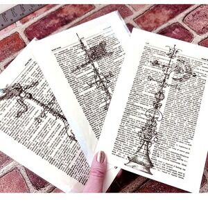 Weathervane‎ Theme Upcycled Dictionary Art Prints Set of 3 Vintage Decor OOAK
